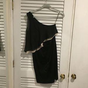 Jill Staurt one-shoulder tight black dress